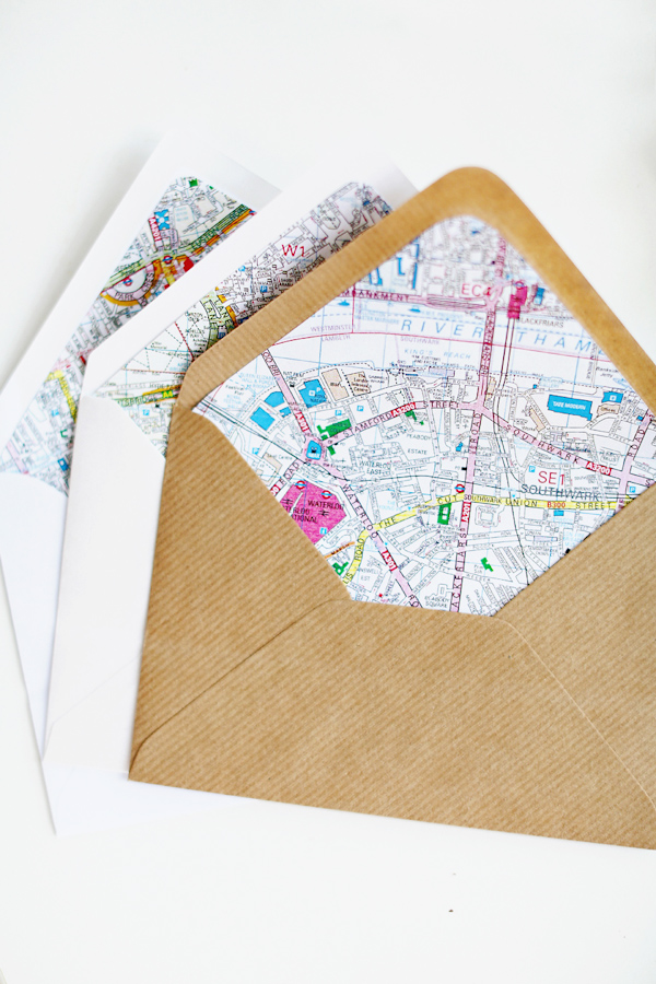 Personalized wedding invitation envelopes with imprinted maps - Safari Styled Shoot Wedding Inspiration Photo by Kay English Photography 